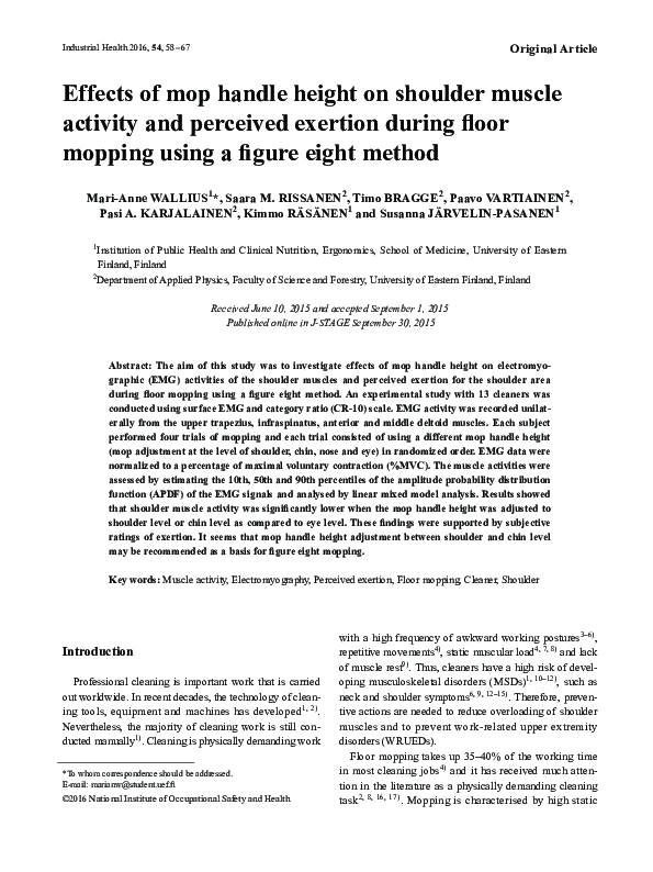 (PDF) Effects of mop handle height on shoulder muscle activity and