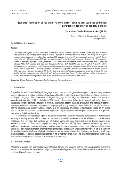 (PDF) Students’ Perception of Teachers’ Factors in the Teaching and ...
