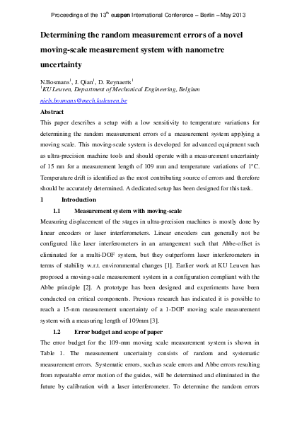 (PDF) Determining the random measurement errors of a novel moving-scale ...