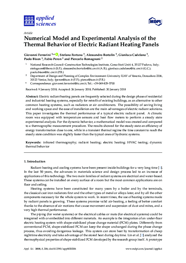 (PDF) Numerical Model and Experimental Analysis of the Thermal Behavior ...