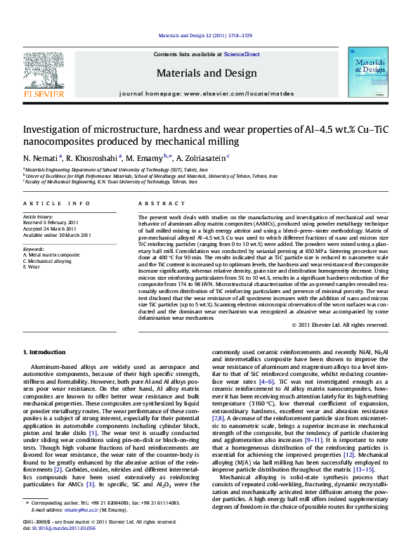 (PDF) Investigation of microstructure, hardness and wear properties of ...