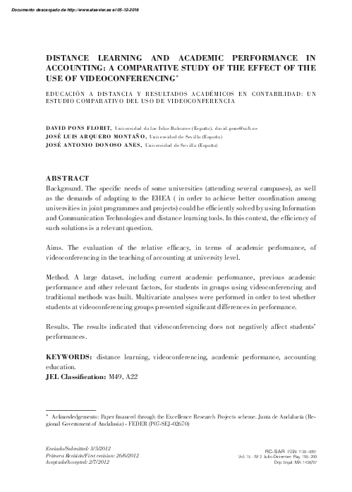 (PDF) Distance learning and academic performance in accounting: a ...