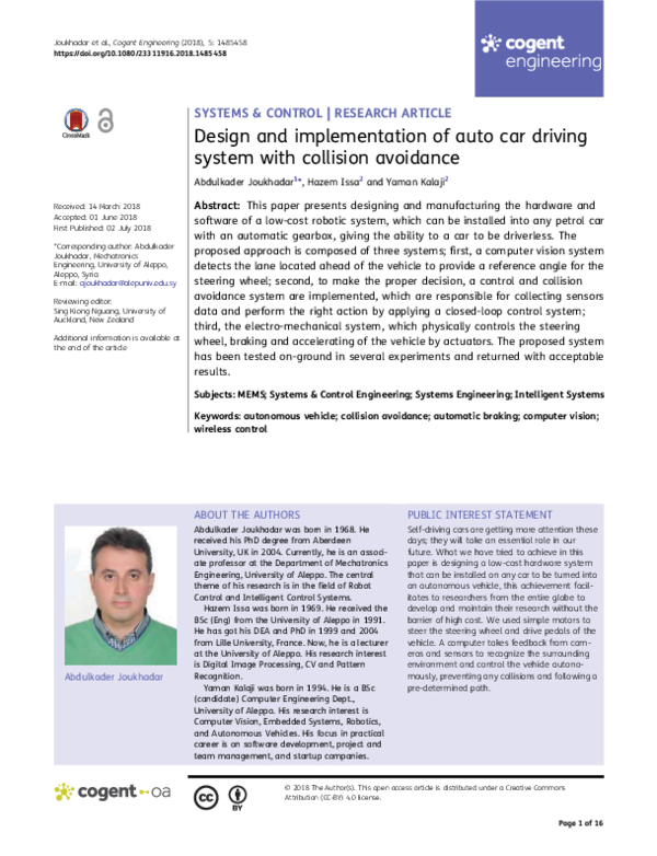(PDF) Design and implementation of auto car driving system with ...