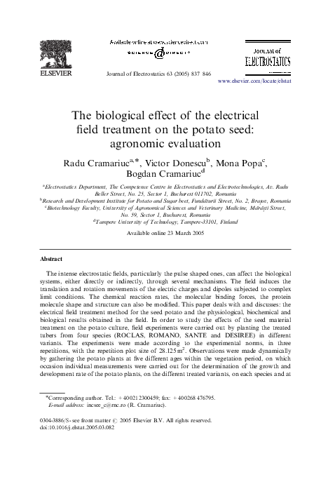 (PDF) The biological effect of the electrical field treatment on the ...