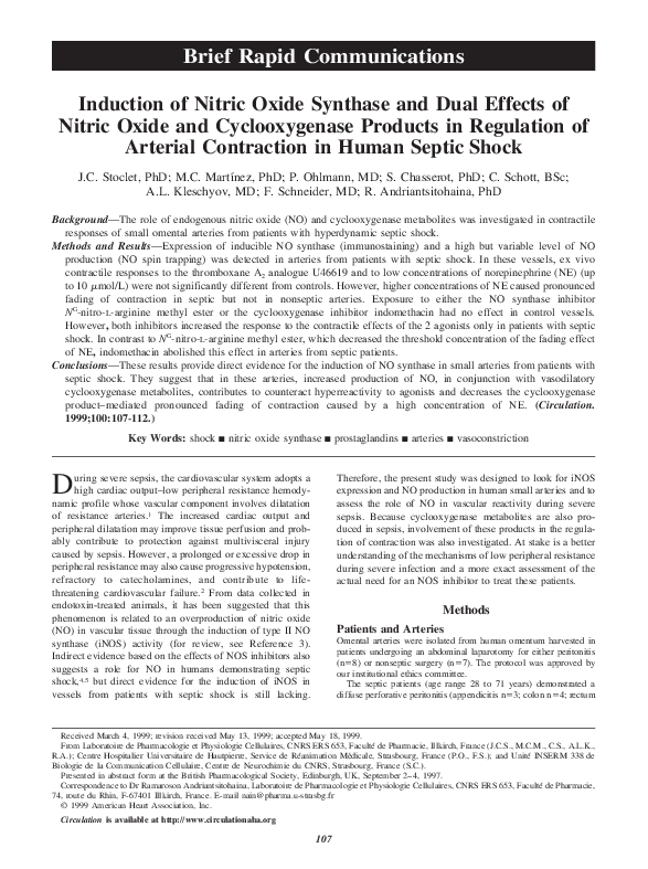 (PDF) Induction of Nitric Oxide Synthase and Dual Effects of Nitric ...