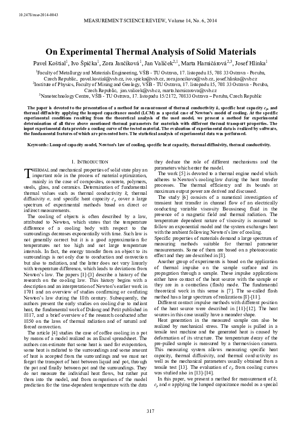 (PDF) On Experimental Thermal Analysis of Solid Materials