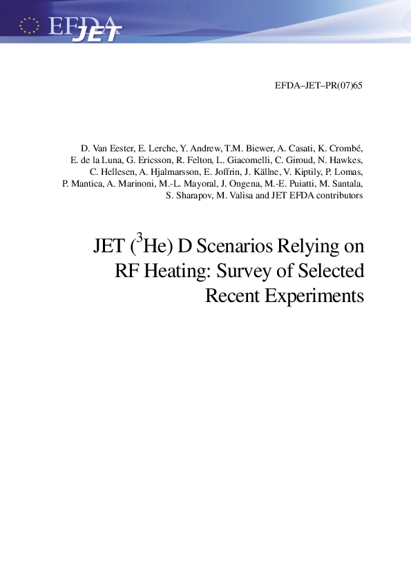 (PDF) JET ( 3 He)–D scenarios relying on RF heating: survey of selected ...