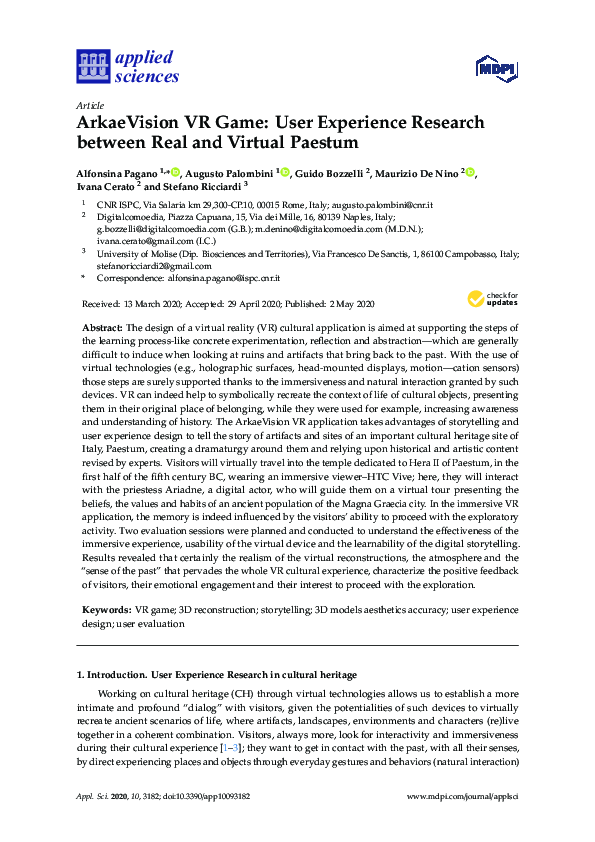 (PDF) ArkaeVision VR Game: User Experience Research between Real and ...