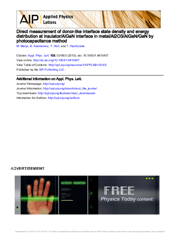 (PDF) Direct measurement of donor-like interface state density and ...