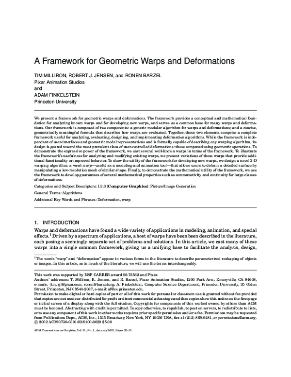 (PDF) A framework for geometric warps and deformations