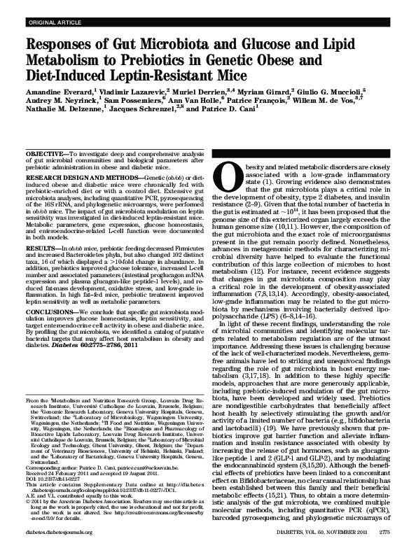 (PDF) Responses of Gut Microbiota and Glucose and Lipid Metabolism to ...