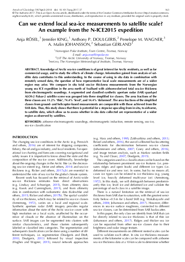 (PDF) Can we extend local sea-ice measurements to satellite scale? An ...
