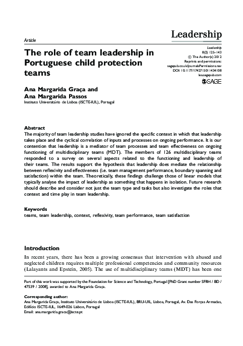 (PDF) The role of team leadership in Portuguese child protection teams