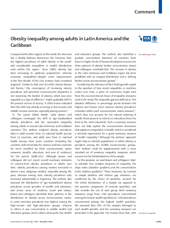(PDF) Obesity inequality among adults in Latin America and the Caribbean