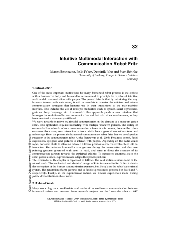 (PDF) Intuitive Multimodal Interaction with Communication Robot Fritz
