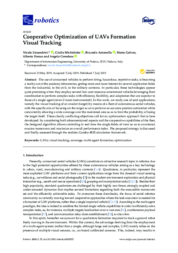 (PDF) Cooperative Optimization of UAVs Formation Visual Tracking