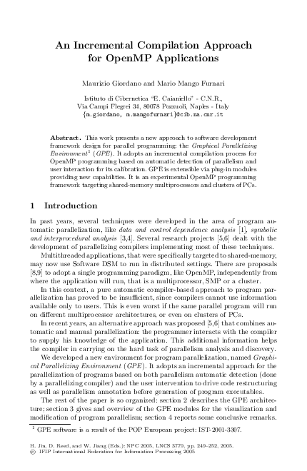 (PDF) An Incremental Compilation Approach for OpenMP Applications