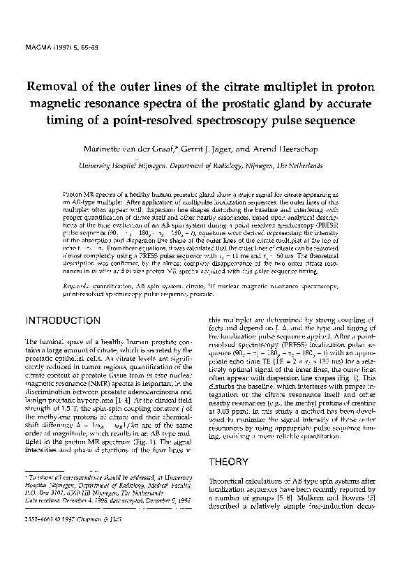 (PDF) Removal of the outer lines of the citrate multiplet in proton ...