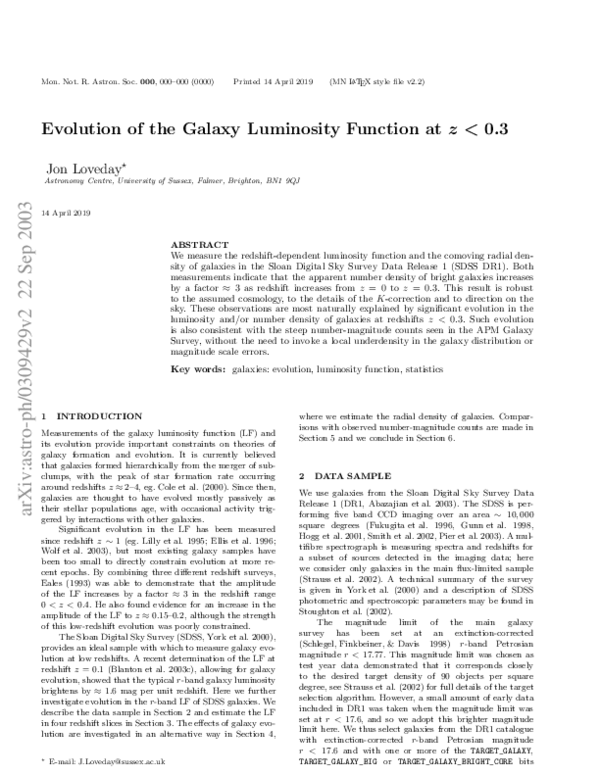 (PDF) Evolution of the galaxy luminosity function at z