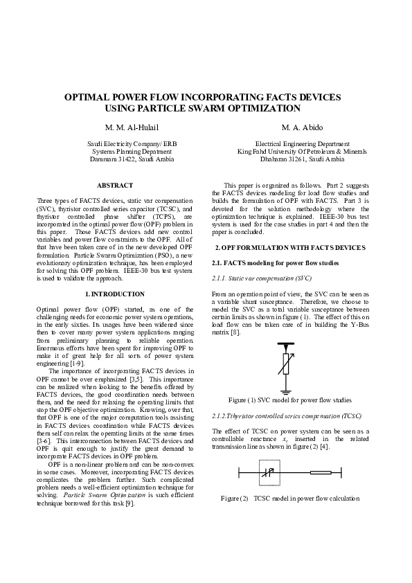 (PDF) Optimal power flow incorporating FACTS devices using ...