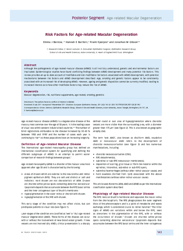(PDF) Risk factors for age-related macular degeneration: an update