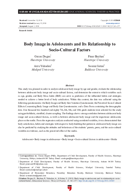 (PDF) Body Image in Adolescents and Its Relationship to Socio-Cultural ...