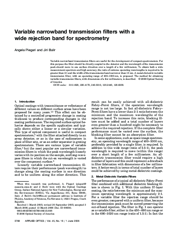 (PDF) Variable narrowband transmission filters with a wide rejection ...