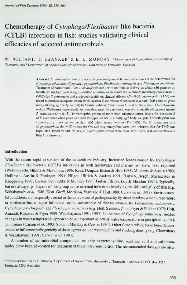 (PDF) Chemotherapy of Cytophaga/Flexibacter-like bacteria (CFLB ...