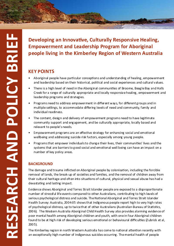 (PDF) RESEARCH AND POLICY BRIEF Developing an Innovative, Culturally ...