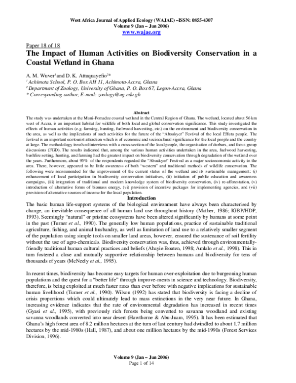 (PDF) The impact of human activities on biodiversity conservation in a ...