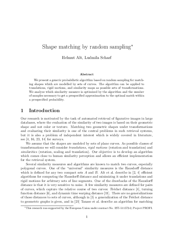 (PDF) Shape matching by random sampling