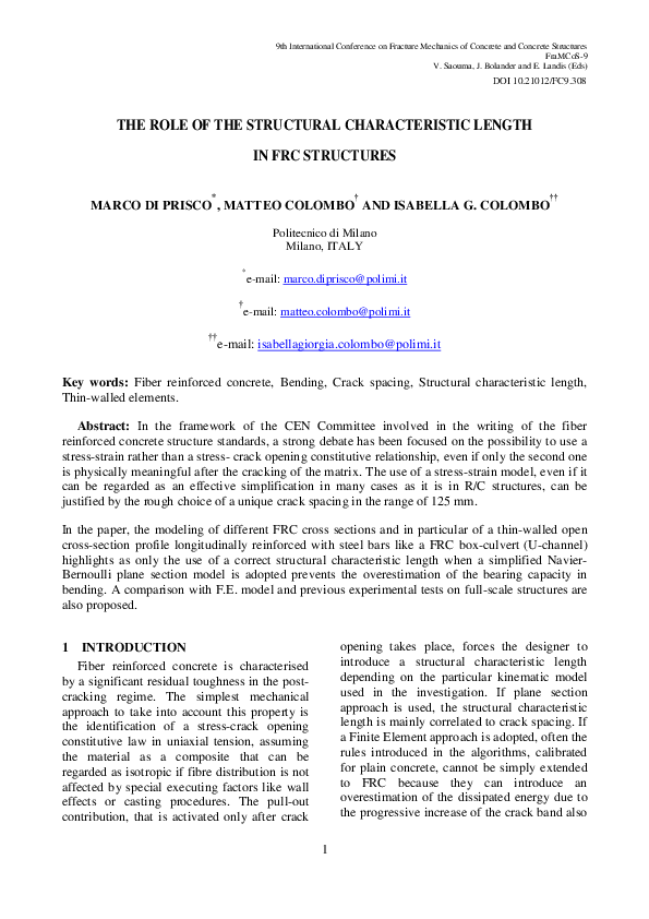 (PDF) The role of the structural characteristic length in FRC structures