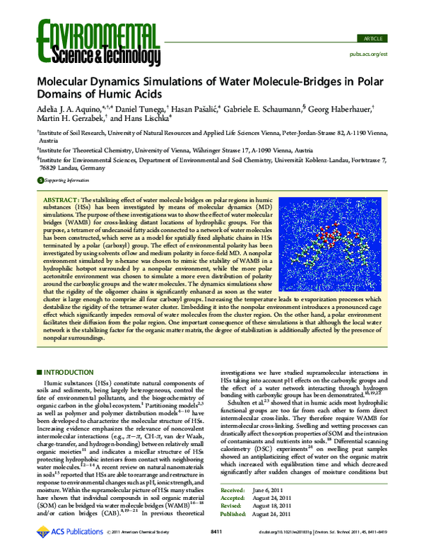 (PDF) Molecular Dynamics Simulations of Water Molecule-Bridges in Polar ...