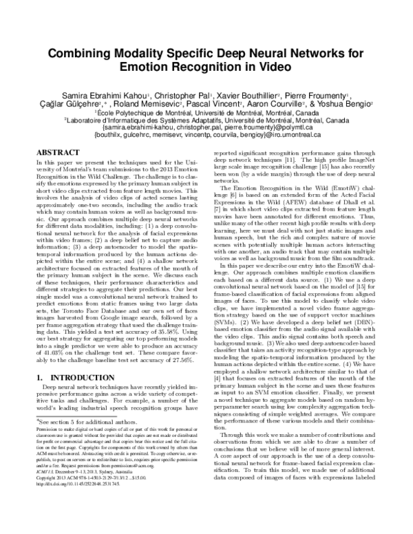 (PDF) Combining modality specific deep neural networks for emotion ...