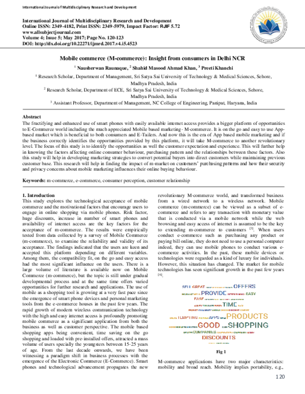 (PDF) Mobile commerce (M-commerce): Insight from consumers in Delhi NCR