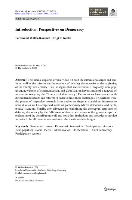 (PDF) Introduction: Perspectives on Democracy