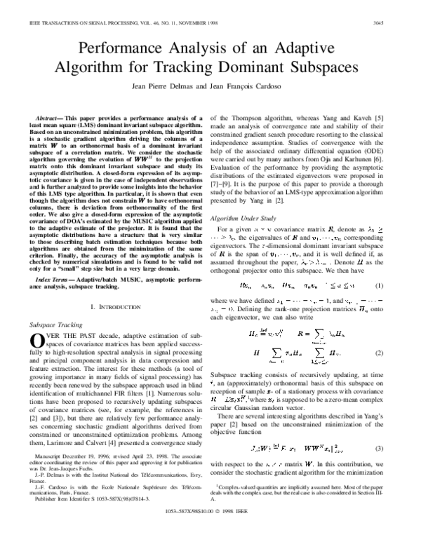 (PDF) Performance analysis of an adaptive algorithm for tracking ...