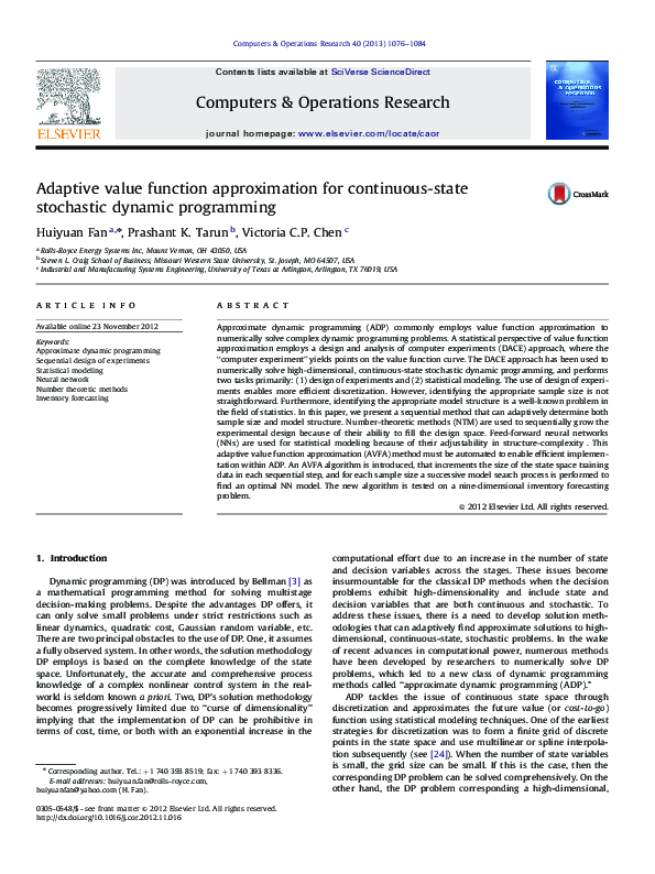(PDF) Adaptive value function approximation for continuous-state ...