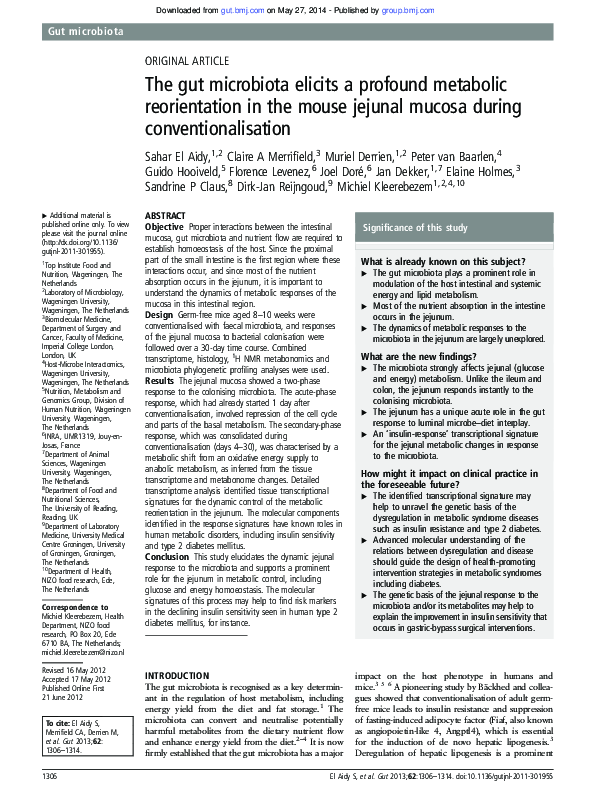 (PDF) The gut microbiota elicits a profound metabolic reorientation in ...