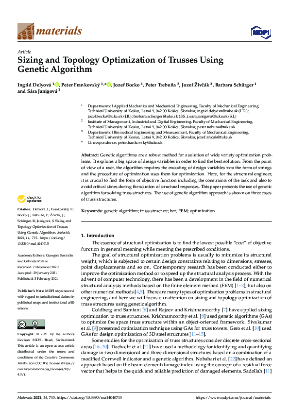 (PDF) Sizing and Topology Optimization of Trusses Using Genetic Algorithm