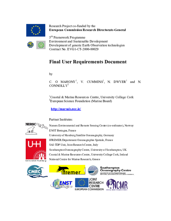 (PDF) Final User Requirements Document