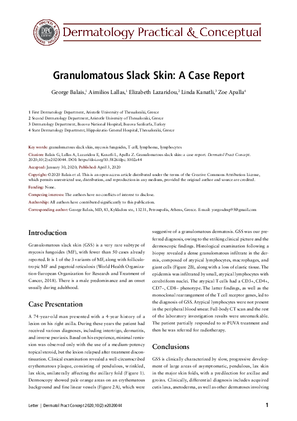 (PDF) Granulomatous Slack Skin: A Case Report