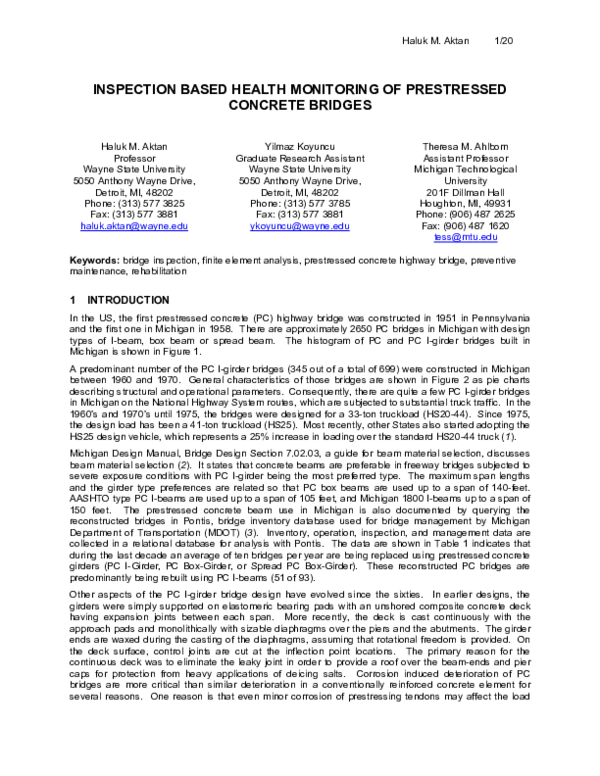 (PDF) Inspection Based Health Monitoring of Prestressed Concrete Bridges