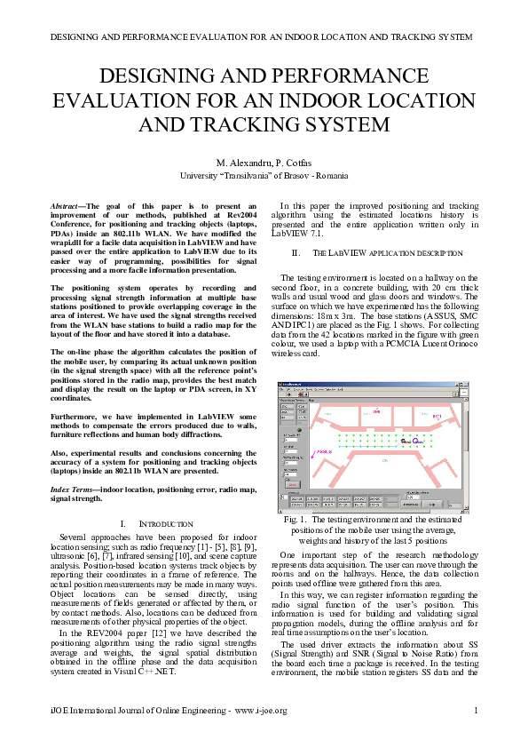 (PDF) Designing and Performance Evaluation for An Indoor Location and ...