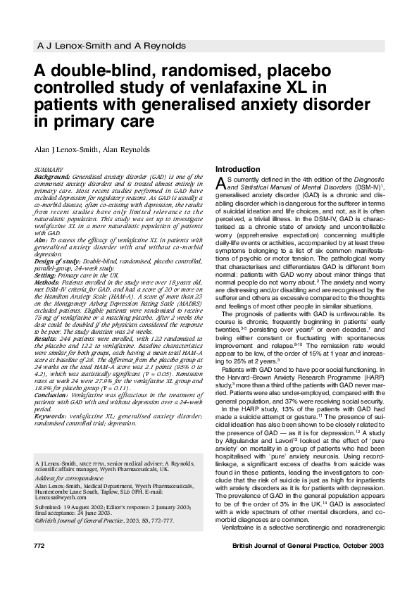 (PDF) Double blind, randomised, placebo controlled study of leflunomide ...