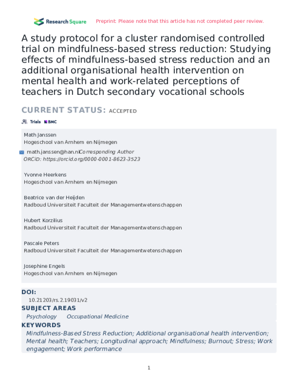 (PDF) A study protocol for a cluster randomised controlled trial on ...