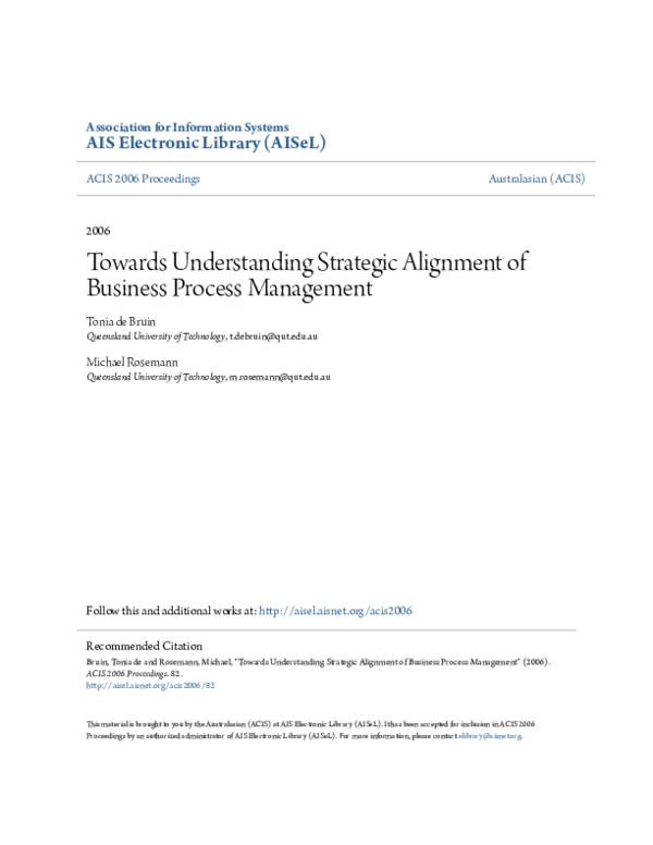 (PDF) Towards understanding strategic alignment of business process ...