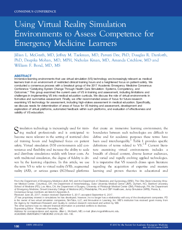 (PDF) Using Virtual Reality Simulation Environments to Assess ...