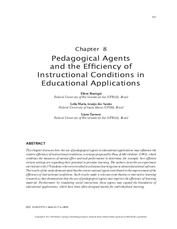 (PDF) Pedagogical Agents and the Efficiency of Instructional Conditions ...