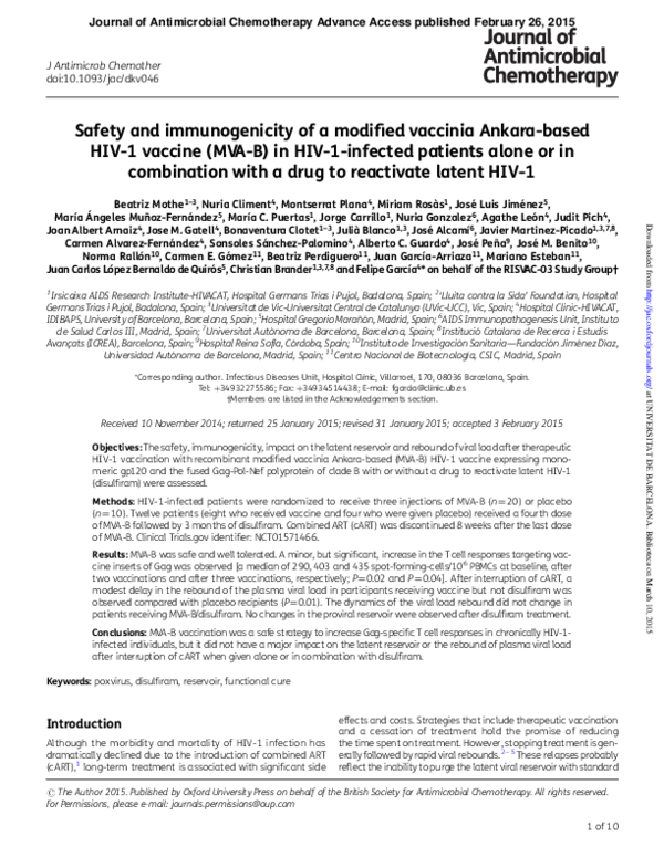 (PDF) Safety and immunogenicity of a modified vaccinia virus Ankara ...